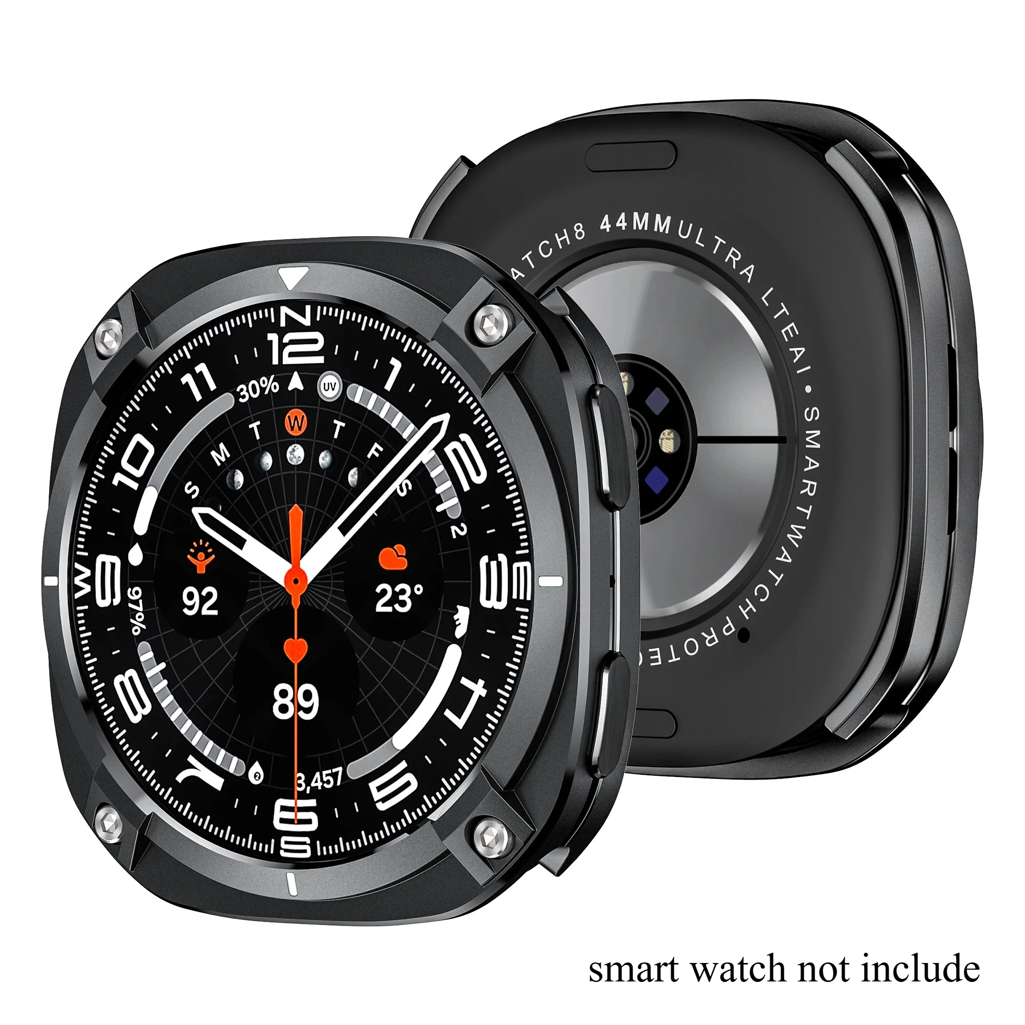 Enhanced Armor Metal Protective Bumper Case for Smartwatch - 44mm Premium Hard Frame Accessory Cover