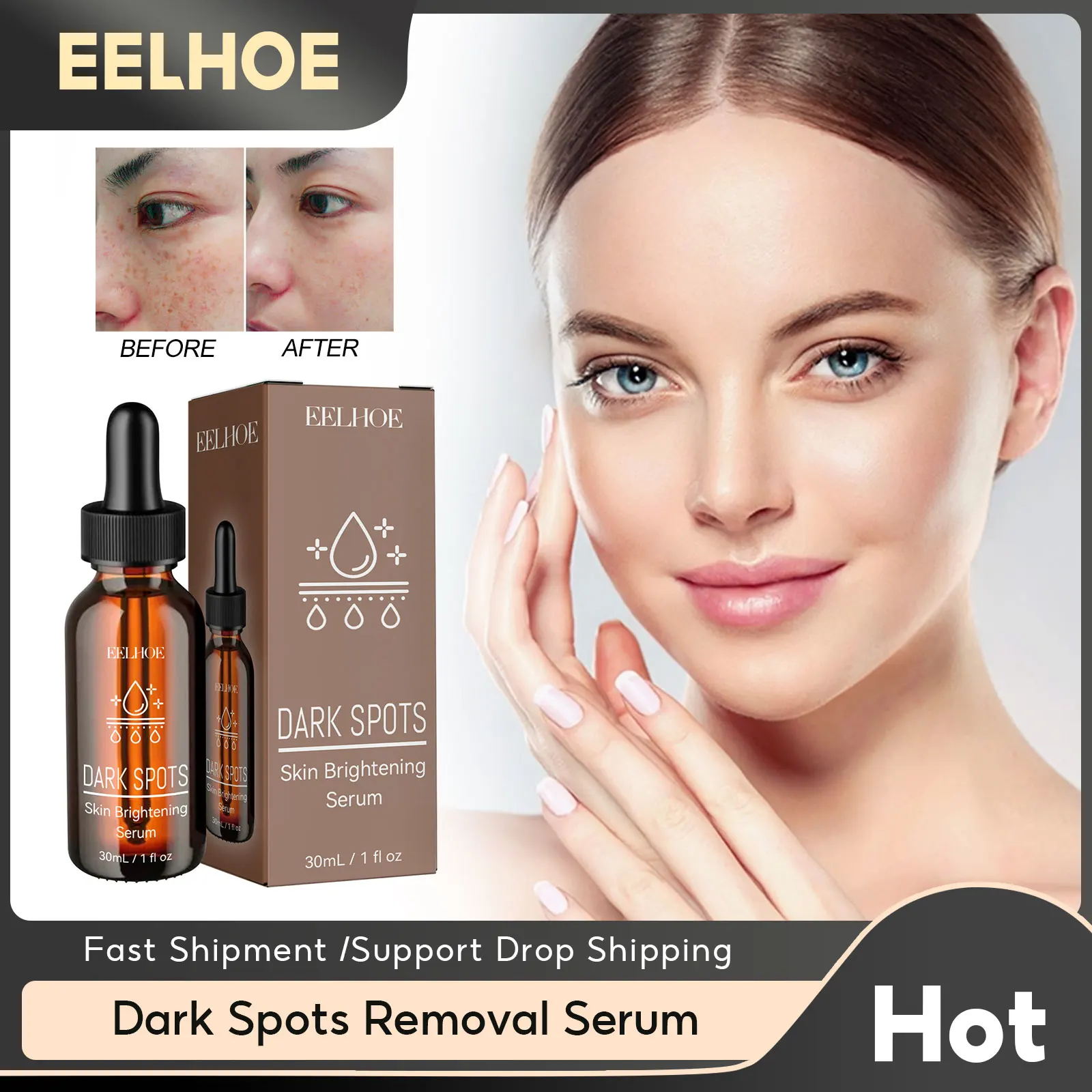 

EELHOE Whitening Face Serum Moisturizing Dark Spots Freckles Remove Pigment Melanin Brightening Facial Skin Care Firming Essence