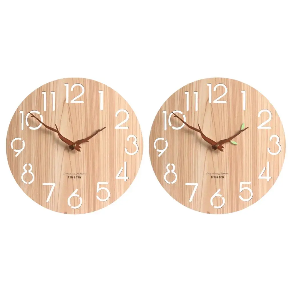 

30cm Wooden Clock Decor Wall Stick Clocks for Bathroom Home Kitchen