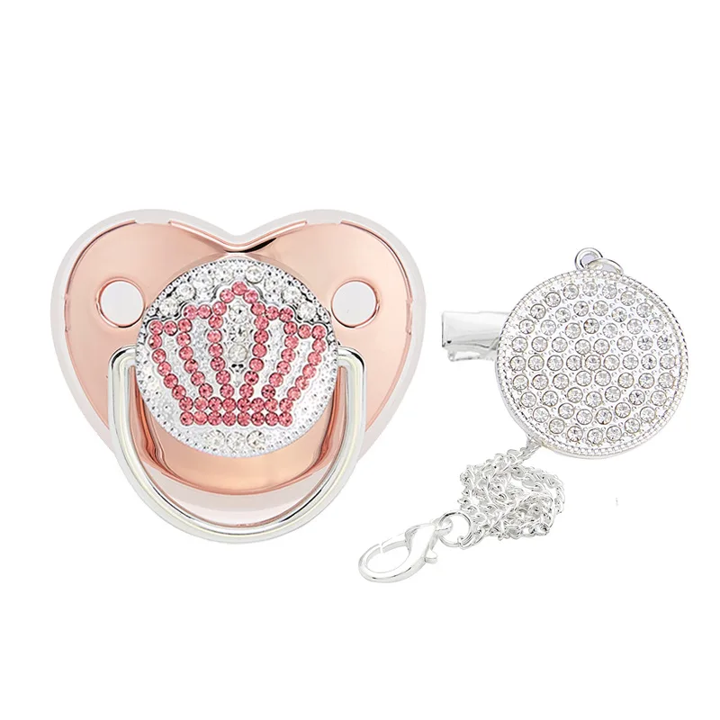 Bling Baby Sucette couronne en strass ultra douce en silicone sans danger  pour bébé taille M pour bébés allaités, tétine phosphorescente, tétine pour  bébé fille, couleurs assorties (rose) : : Bébé et