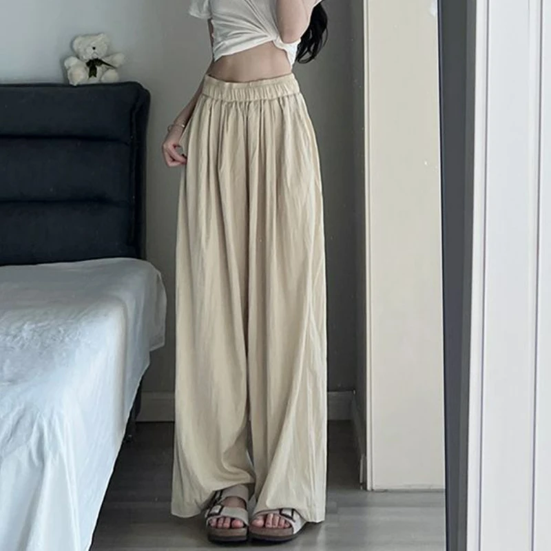 Japanese Cotton Masan Pants Large Size Loose Wide Legged Pants Women's Autumn Casual Straight Leg Draping High Waist Long Pants