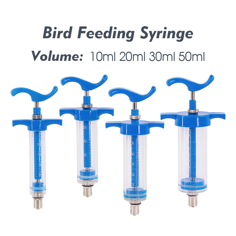 10/20/30/50ml Parrot Pigeon Bird Fledgling Manual Feeding Syringe Rearing Gavage Curved Needle Adjustable Dose Medication Tube