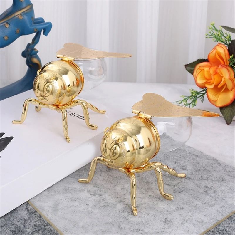 1Pc Transparent Seasoning Honey Storage Jar Jar Luxurious Honey Pot Decorative Ornament Kitchen With Spoon