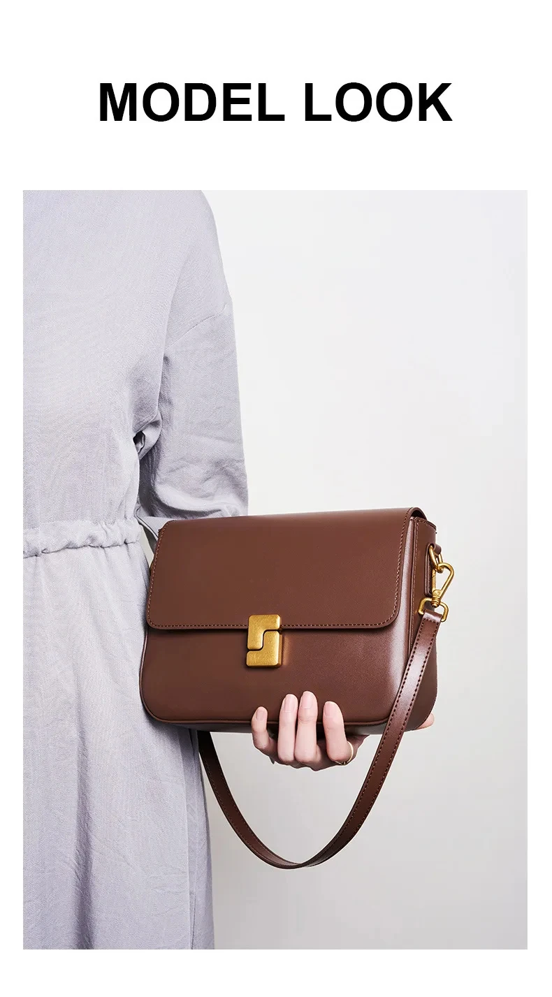 Luxury Women’s Genuine Leather Crossbody Square Bag