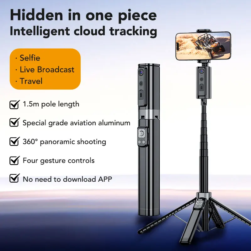 2025 Smartphone tripod phone tripod cell phone tripod Smartphone AI Follow up Face Tracking 360 Rotating Tripod
