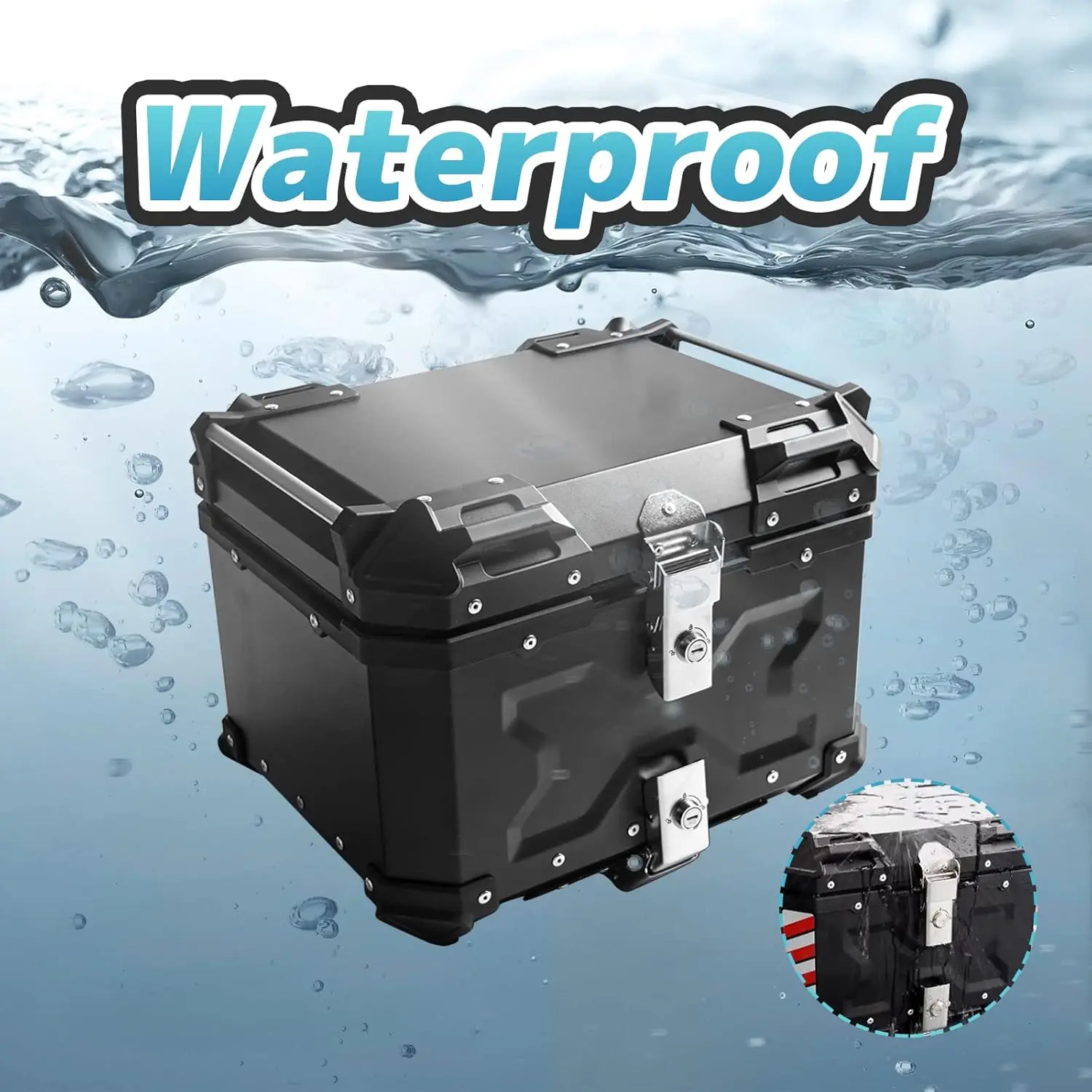 Motorcycle Rear Luggage Case 45L Universal Waterproof Helmet Box Aluminum Alloy Motorbike Trunk Tail