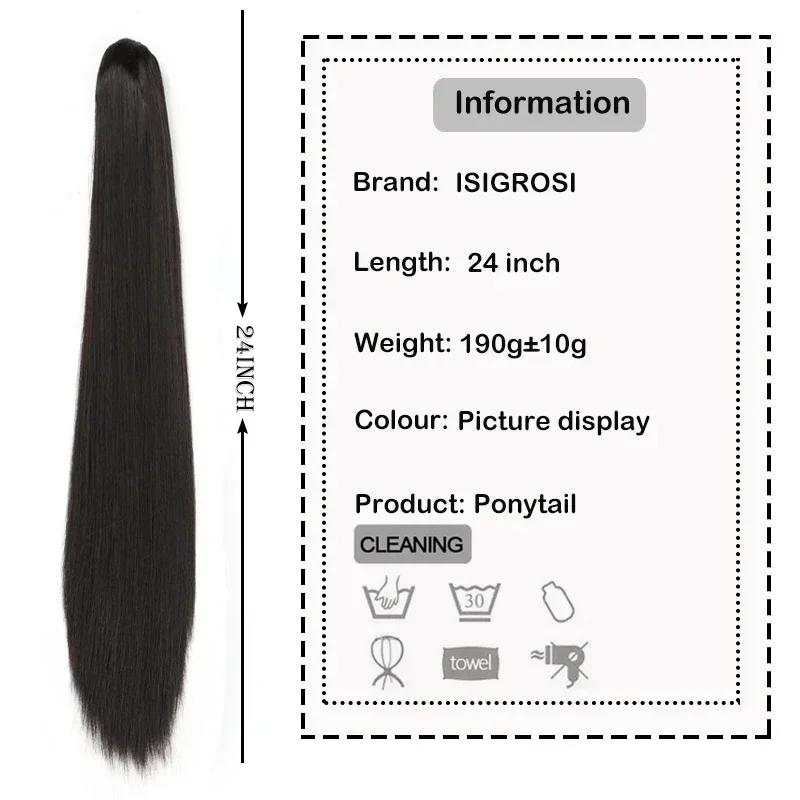 24'' Wave Claw Clip on Ponytail Long Hairpiece Ponytail Extension Blonde Synthetic Fake Hair Horse Tail for Women Heat Resistant clip in ponytail hair extension synthetic ponytail synthetic hair accessories clip in ponytail extensions