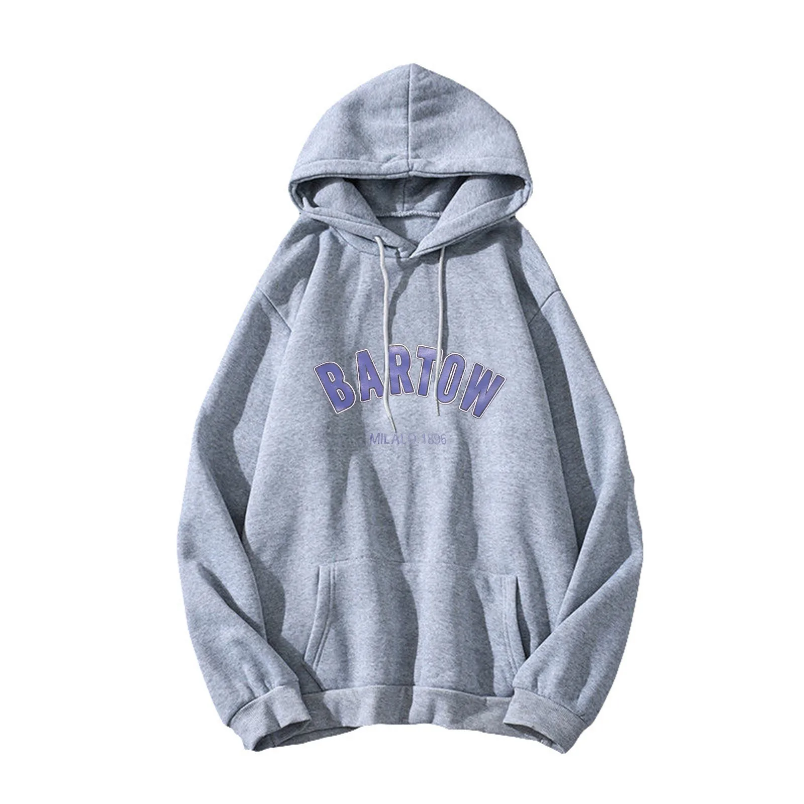 

Solid Women'S Hoodie City Print Long Sleeve Hooded Pullovers Sweater Top O Neck Athletic Y2k Blouses Korean Pocket Sueter