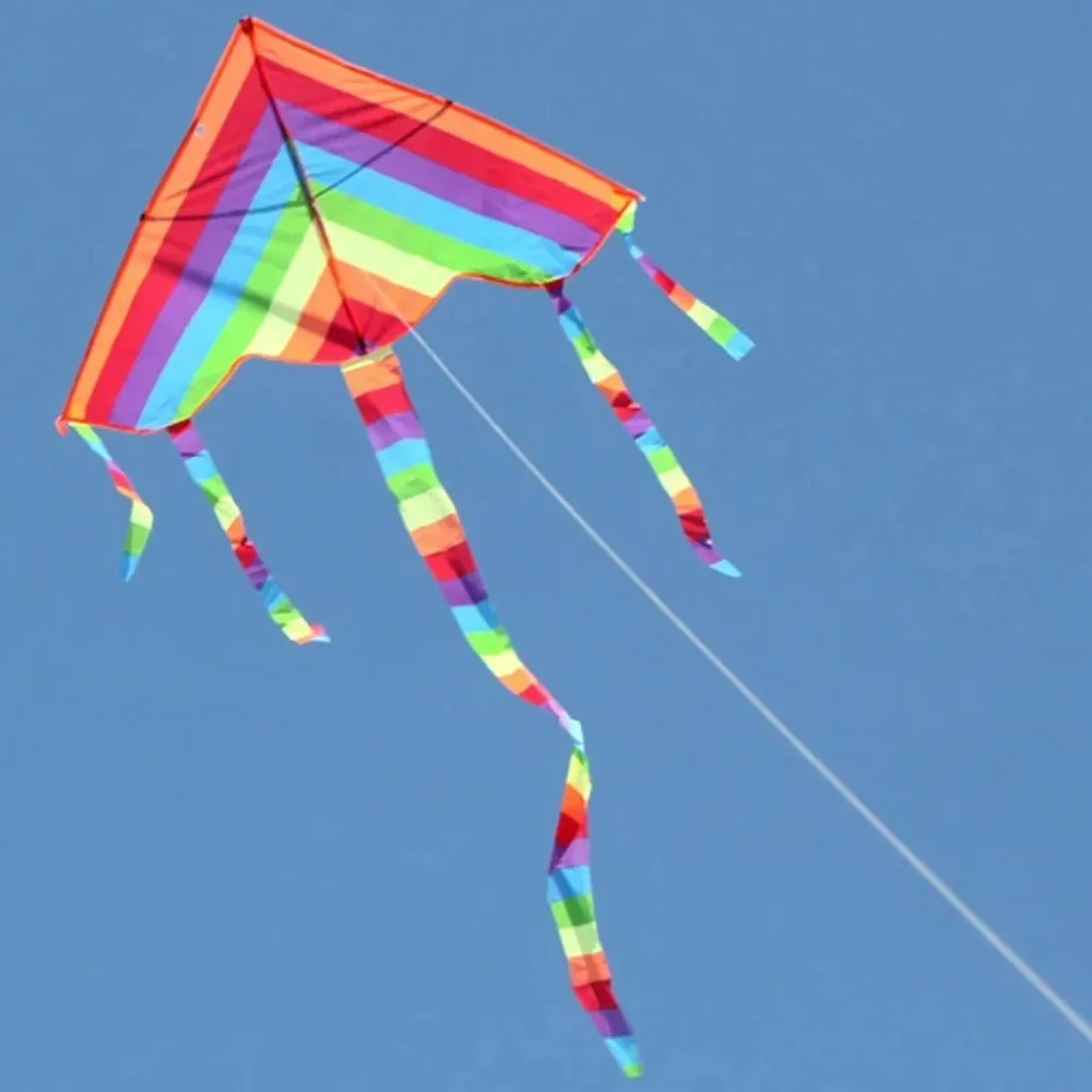 Colorful rainbow kite Easy Fly Colorful Rainbow Kite Outdoor Fun Sports Beach Kids Children Outdoor Toys Kites