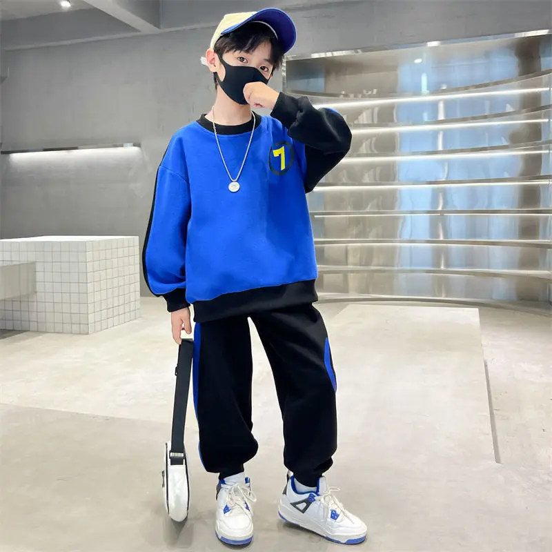 

2022Children's Street Boys' Clothing Sets Spring And Autumn New Styles Of Fashion Letter Printing Top + Long Pants Clothes Suit