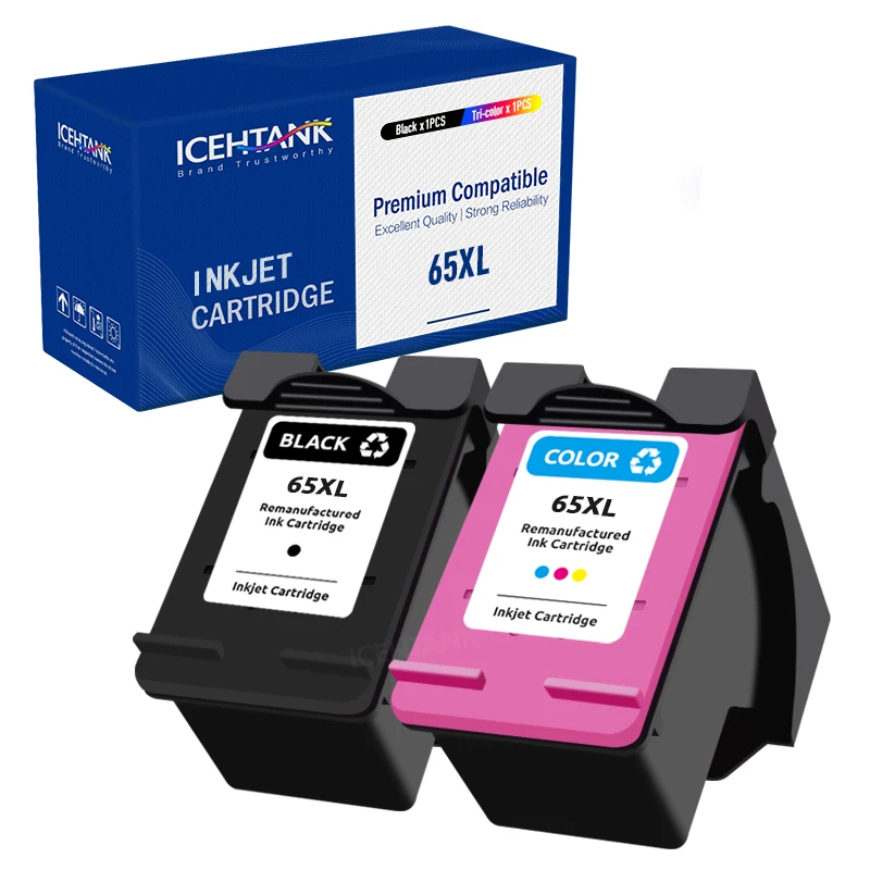 Icehtank Compatibile Per Hp 65Xl Nero/Colore Deskjet 3755 3760 2620 2621 2640 2652 Cartuccia D'Inchiostro Per Stampante All-In-One