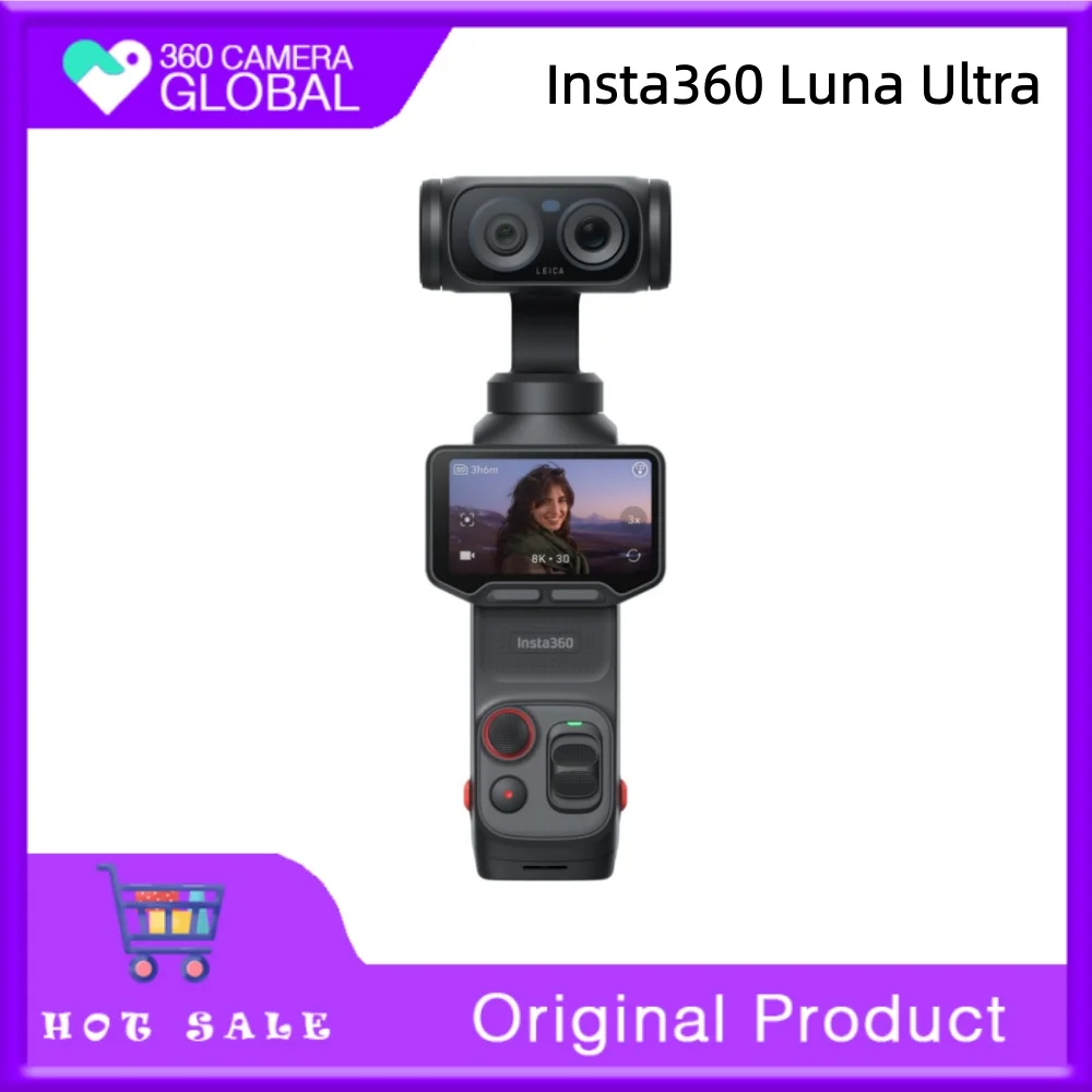 인스타360 루나 울트라 - 듀얼 라이카 렌즈, 12배 줌, 1인치 센서, 탈부착 가능한 2인치 터치스크린, 트리플 AI 칩 탑재 8K 브이로그 카메라