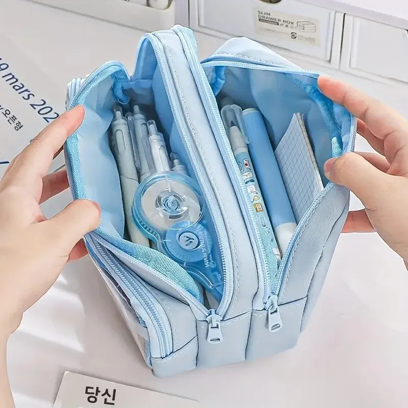 새로운 대용량 연필 케이스 문구 펜 가방 뷰티 가방 휴대용 화장품 보관 가방 개학 학생 용품