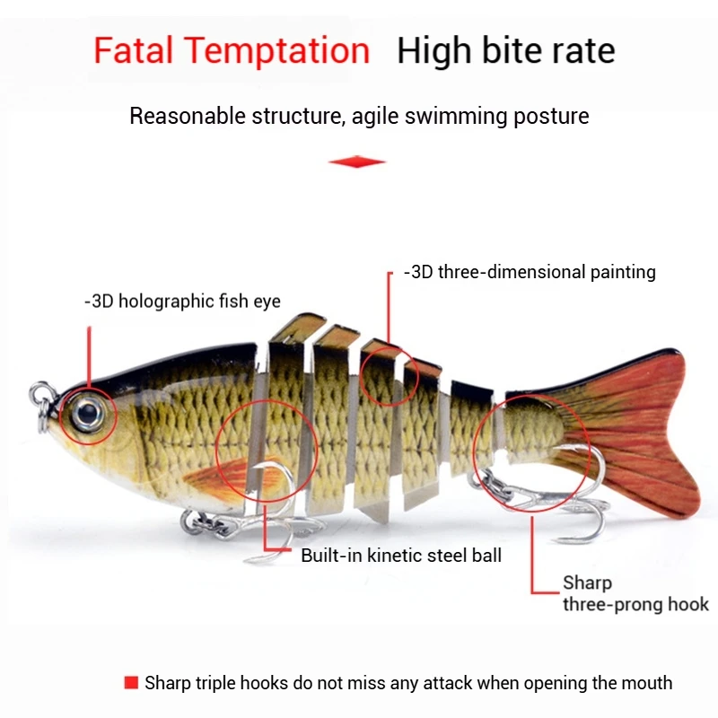 1set Multi Jointed Fishing Lures Kit 7 Segment Swimbait Lures for Pike Bass Freshwater Artificial Bionic Fishing Hard Baits