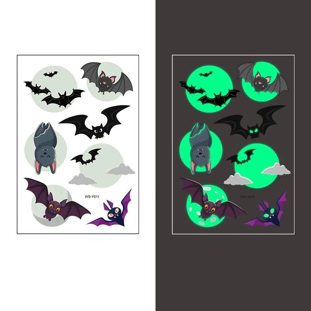 Cartoon Luminous Tattoo Stickers Waterproof Glow in The Dark Christmas Tattoo Stickers Decorations Body Art Halloween Fake Tatoo