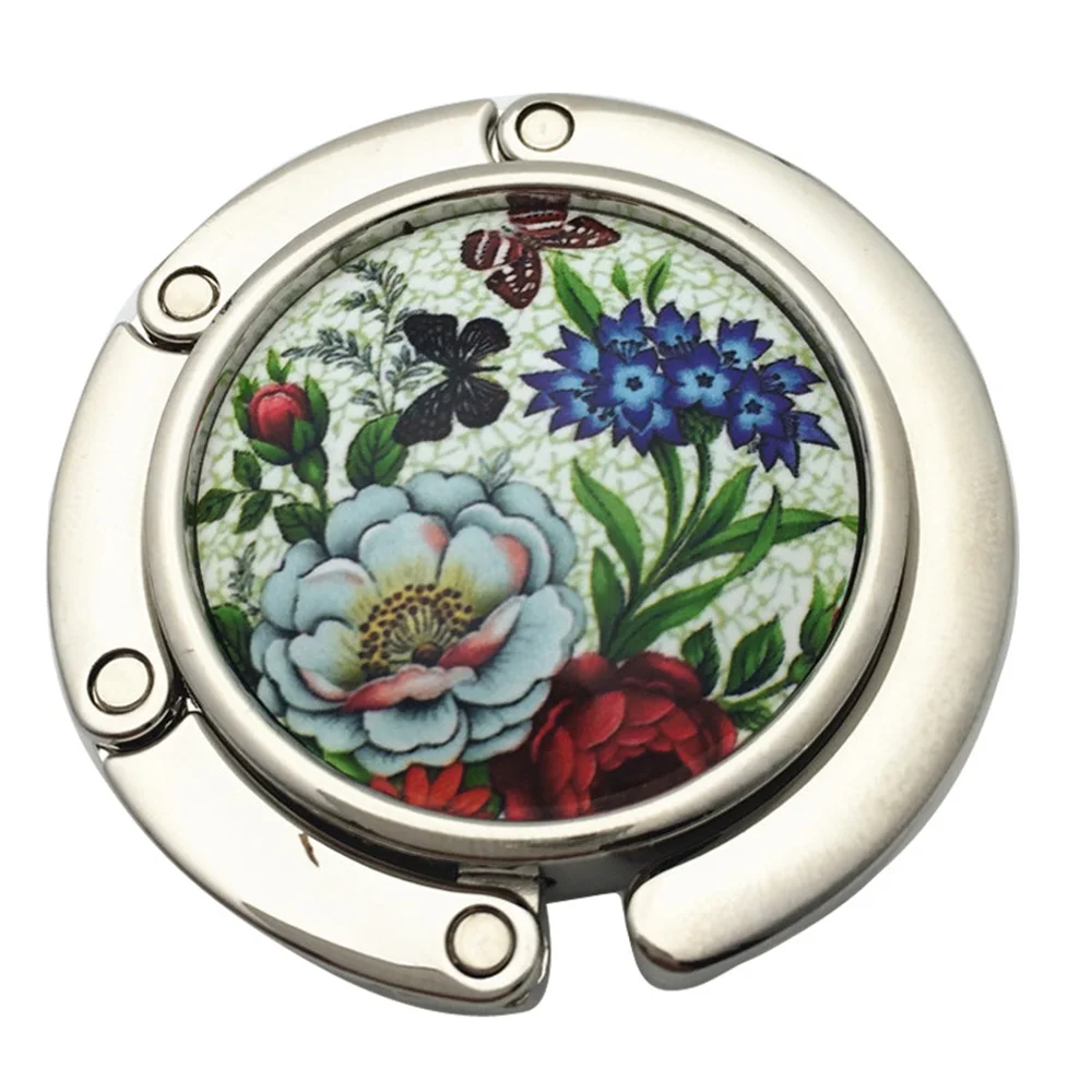 1 Pcs Round Table Vintage Flowers Foldable Purse Bag Hanger Handbag Hook  Holder - AliExpress