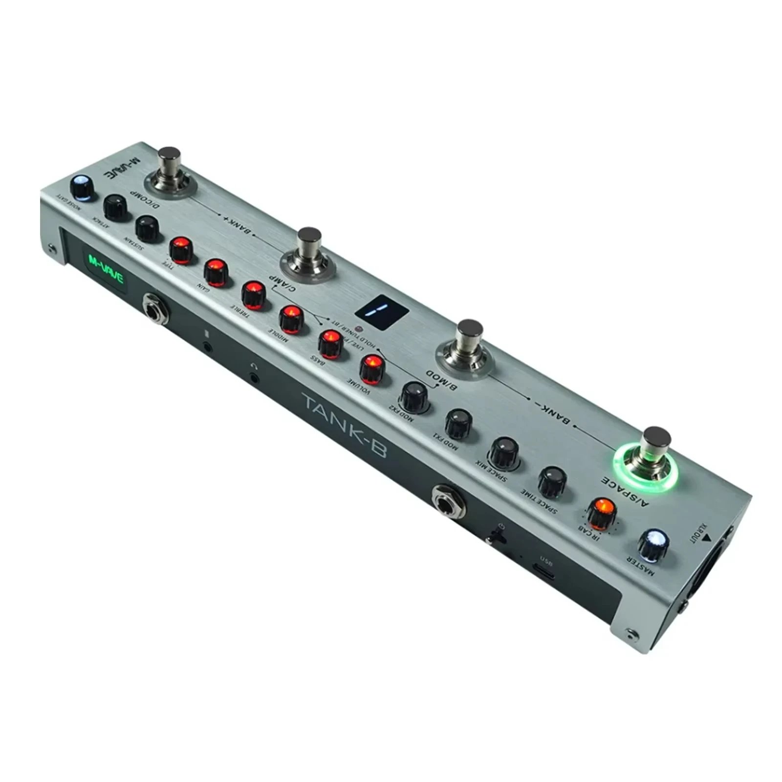 M-VAVE Tank-B Bass Multi-Effects Processor Pedal with 9 Preamp 8 IR Cab 36 Presets Rechargeable for Studio Recording