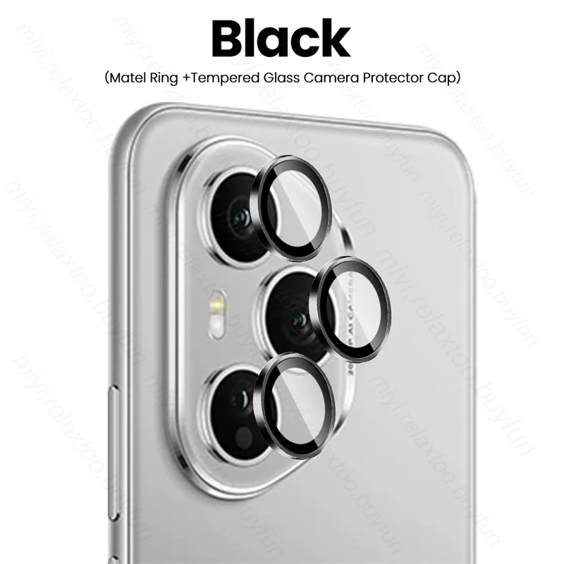 Metal Camera Protector Ring Case with Rear Tempered Glass Lens Cap