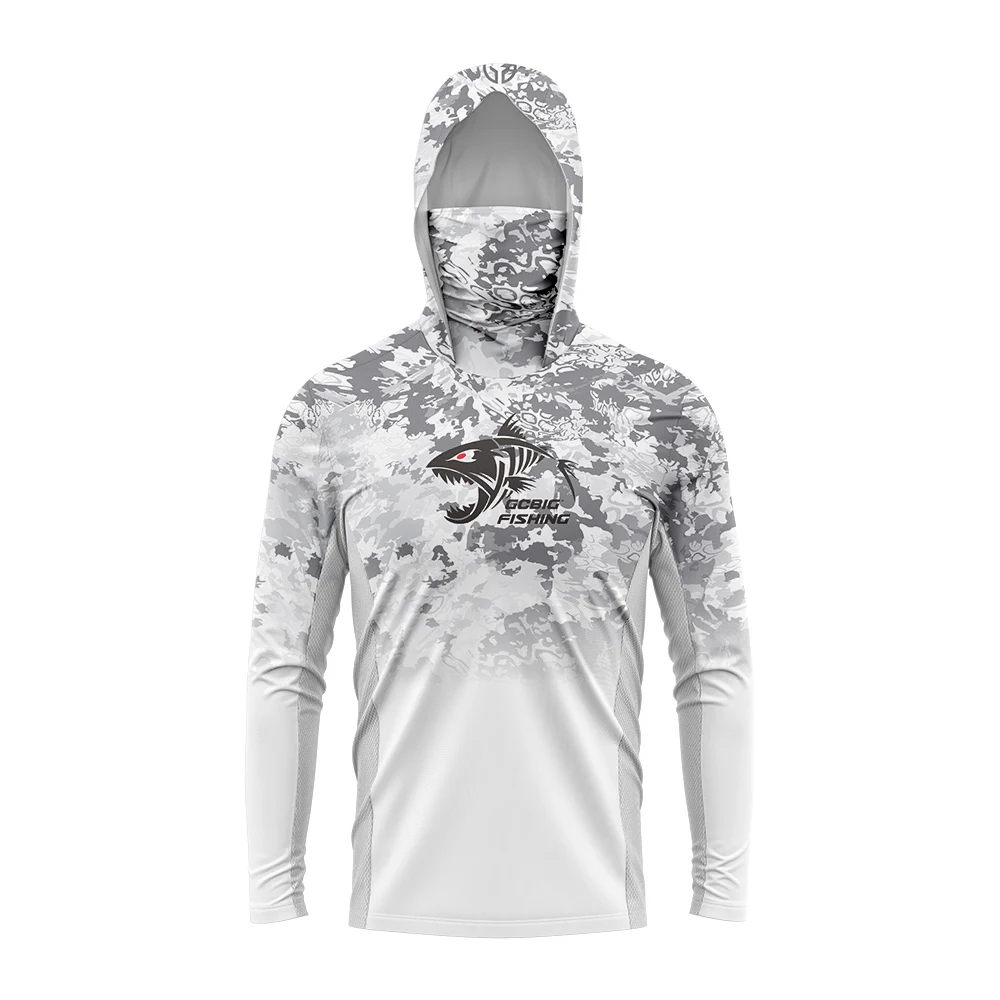 Sea Fishing Men Long Sleeve Fishing Hoodie T-shirts Anti-Uv Sun Protection Face Mask Apparel Hunting Jungle Camouflage fishing shirt fishing clothes
