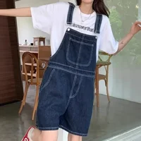 Summer New Women's Denim Overalls Loose Wide Leg Slimming Short Style Korean Version Cotton Shorts One-Piece Fashionable