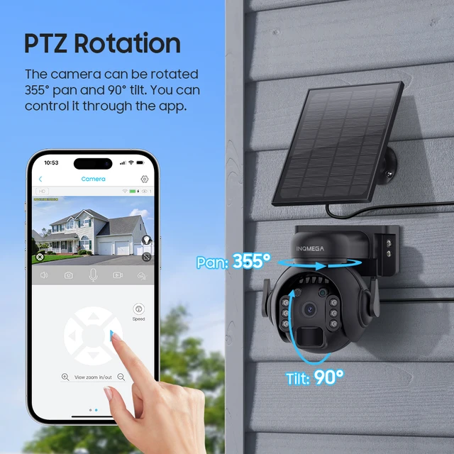 INQMEGA 3MP 4G SIM Solar Security Panel Camera WIFI Wireless Solar Rechargeable Battery Camera Night Vision PIR Motion Detectio 3