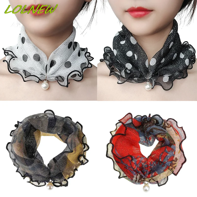 17 Styles Pearl Lace Variety Scarf Pearl Decoration Gold Thread Lace Women Elegant Ruffled Scarf шарф женский