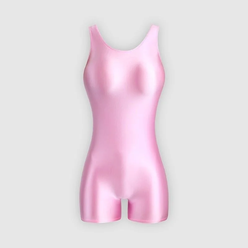 Summer Women's Sexy Plus Size Rompers Playsuits Tight Oil Glossy Satin One-piece Catsuit Sports Jumpsuits