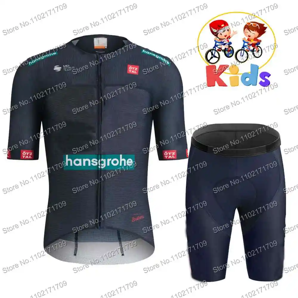 Kids Boraful Hansgrohe Team Cycling Jersey Set Short Sleeve Cycling Clothing Road Bike Shirts Bicycle Shorts Windproof Vest