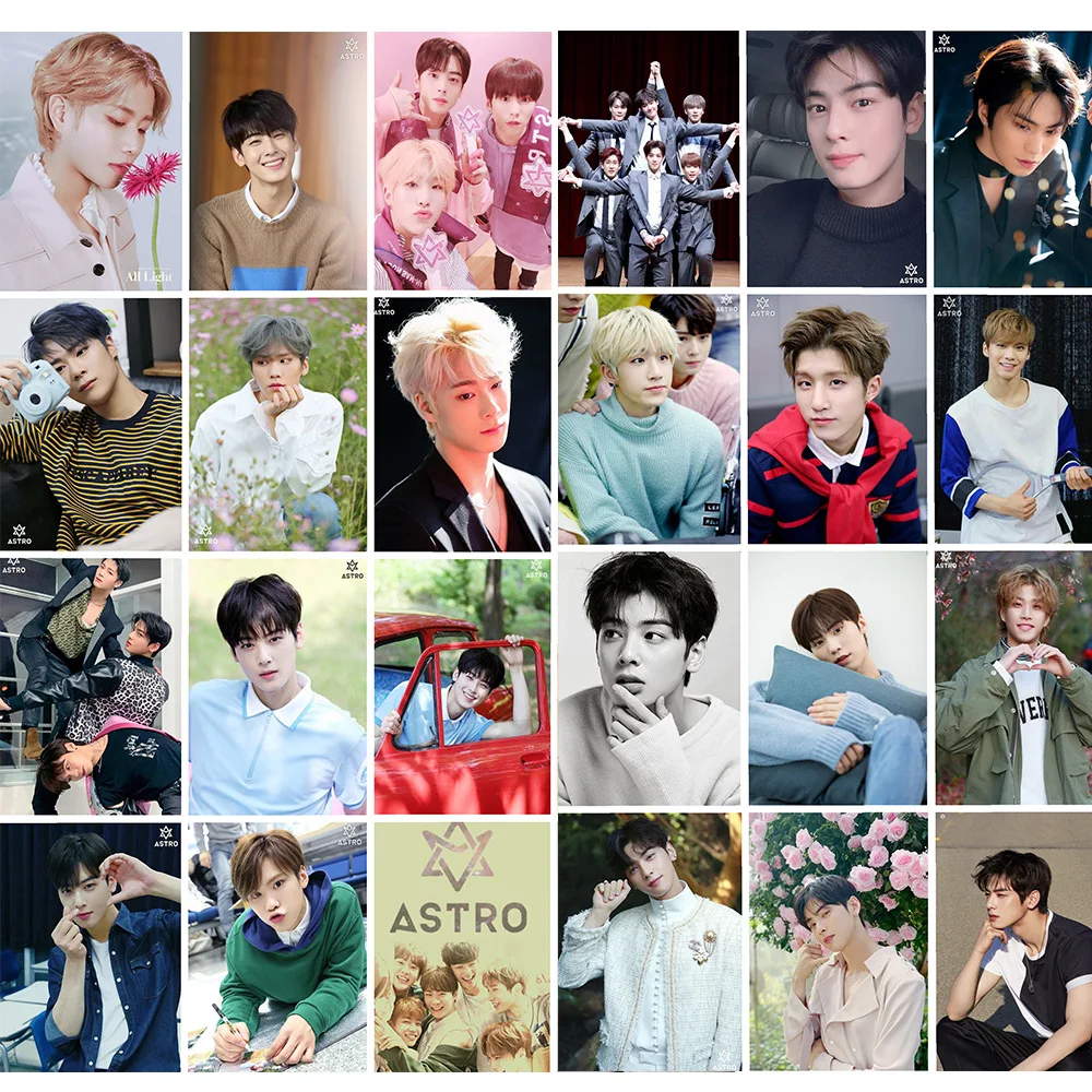 16 개/대 소년 아이돌 ASTRO 캐릭터 사진 카드 컬렉션 앨범 고품질 엽서 사진 카드 컬렉션 팬 선물