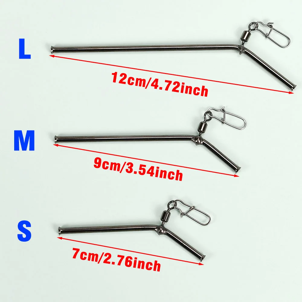 MNFT 6Pcs Size 7/9/12CM Brass Fishing Balance Connector Supply L Shape Tube Anti Tangle Booms Swivel Accessory