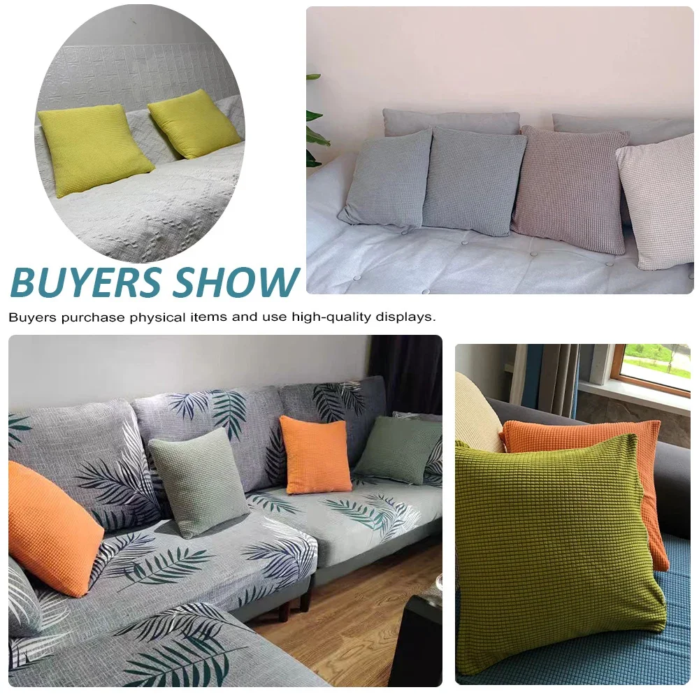 Jacquard Cushion Covers Polar Fleece Decorative Pillow Cover Plain Dyed Pillow Case 45X45CM Solid Square Moden Home Pillowcase