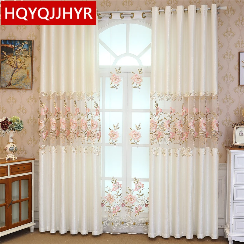 Embroidered Curtains European Luxury Elegant For Living Room Classic French Window For Bedroom