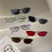 Lunettes de soleil tendance œil de chat pour femmes, marque de luxe, lunettes de soleil de créateur, petite monture en métal, verres colorés, lunettes de soleil pour femmes 1