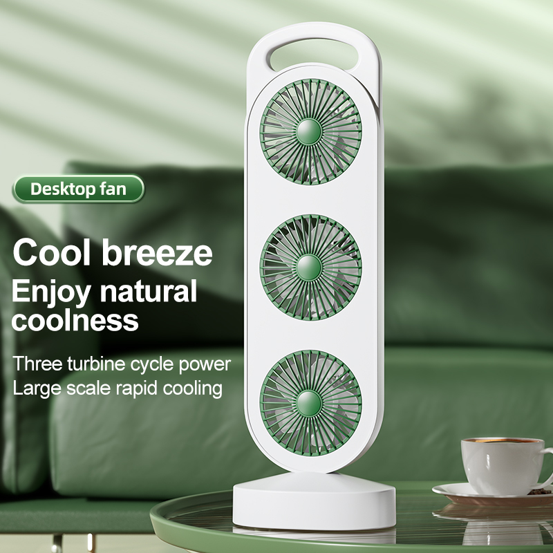 S31 Triple-Head USB Desk Fan - 3 Wind Speeds, 3 Color Options, Long Battery Life