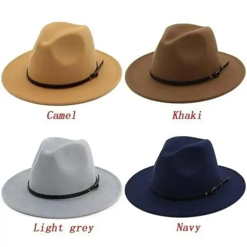 1 Pcs Handsome Men/Women New Arrival Wool Top Hat Jazz Retro Black Wool Gentlemen Hat Flat Brimmed Wide Brim Hat Woman Gifts