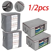 1/2pcs Non-Woven Home Large Foldable Clothing Storage Bag Quilt Clothes Wardrobe Closet Organizer Bag Toy Sundries Organizer Bag 1