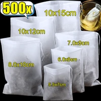 500/50pcs Disposable Tea Bags Non-woven Fabric Tea Filter Bag with Drawstring for Coffee Spice Teabags Filters Kitchen Teaware 1