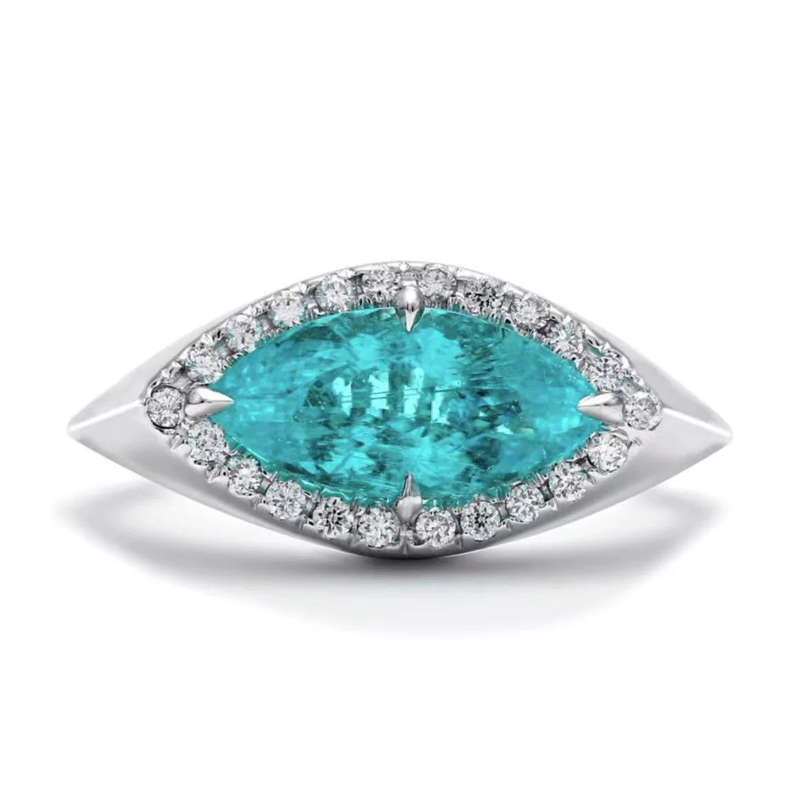 2023 New Fashion Retro Geometric Paraiba Tourmaline Ring 925 Silver Stamp Anelli Di Fidanzamento Di Lusso Per Le Donne Regalo Nuziale Di Nozze