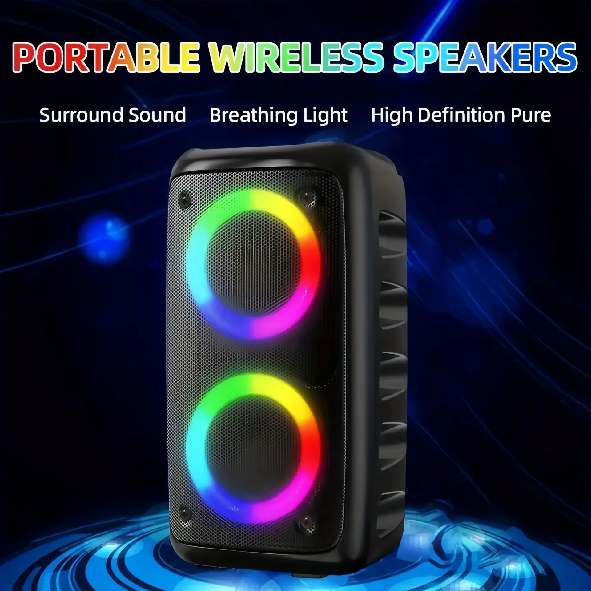 Portable Wireless Bluetooth Karaoke Speaker With Microphone And Led_voghion.com