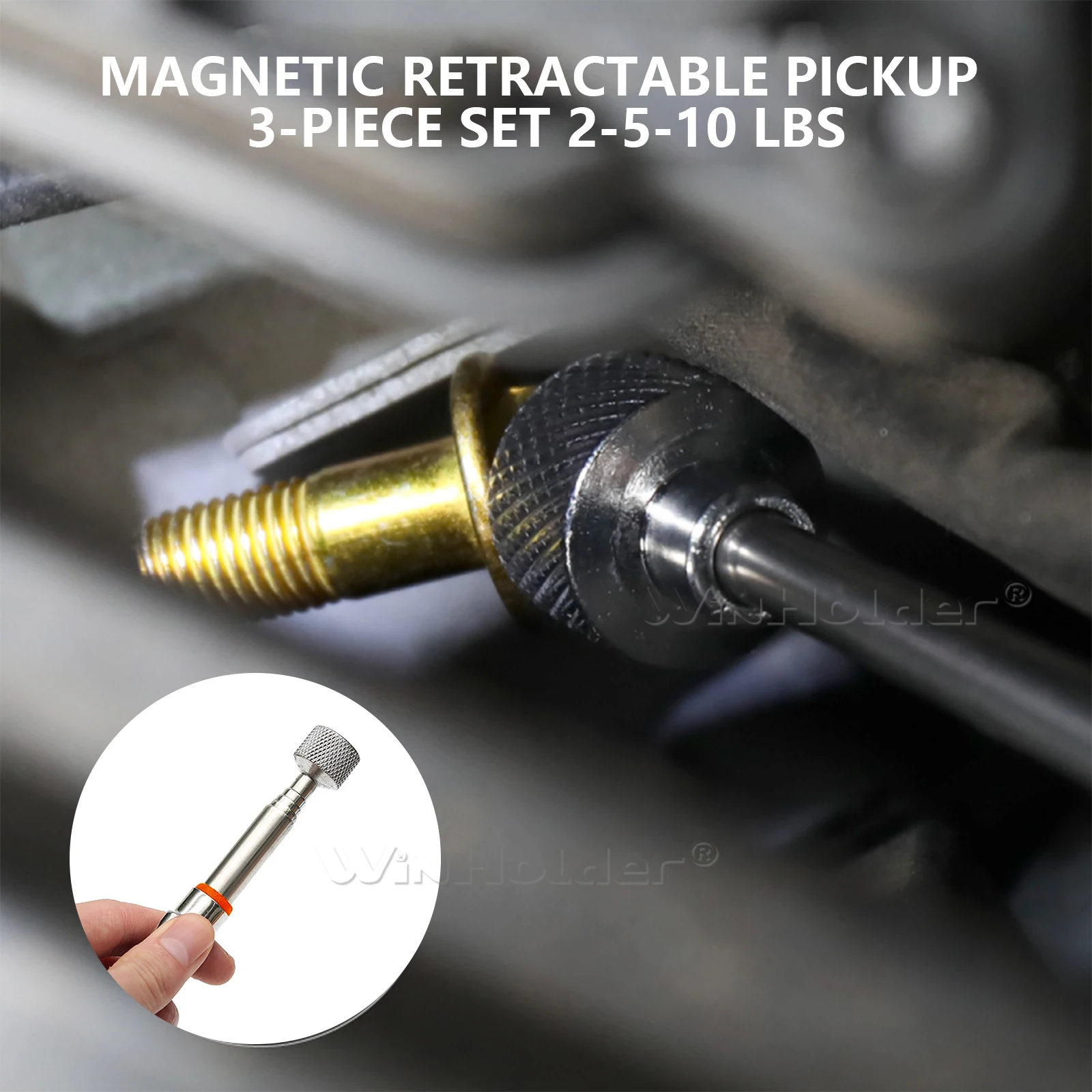 3-in-1 Magnetic Pickup Tool Telescopic Pen Mini Magnet Pick Up Tool Extendable Pickup Rod Stick for Picking Up Screws Nut Bolt