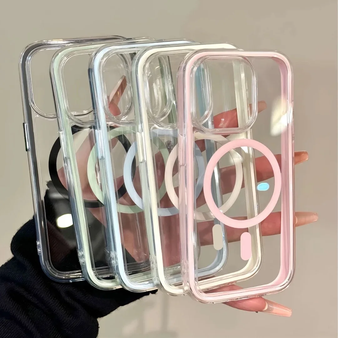 Transparent Soft Color Magnetic Bumper Phone Case with MagSafe Compatibility