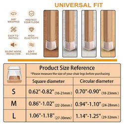 20 - Piece Non - Slip Chair Leg Protectors with Clear Silicone and Felt Base - M (Squareorange)