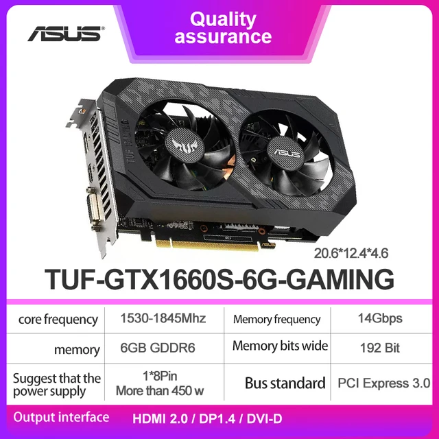 Asus high-end unique TUF GTX1660S -6G game GDDR6 192bit game desktop computer graphics card 2