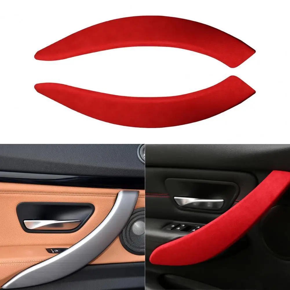 

2Pcs Exquisite Soft Eco-friendly Panel Decor Sticker Suede Leather Door Pull Handle Cover Trim Panel Trim Cover