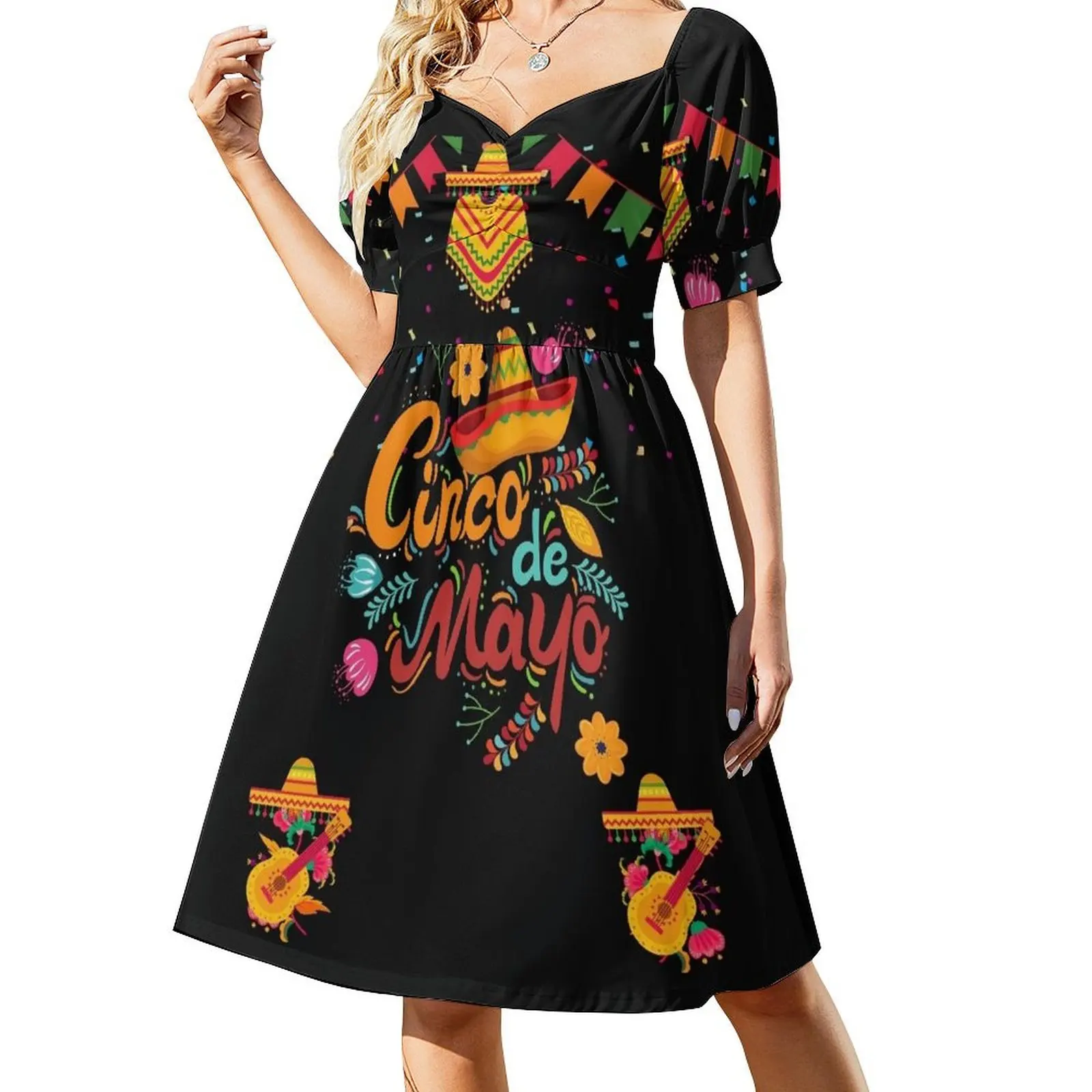 Vestido de manga corta Fiesta Squad Cinco De Mayo Ropa de mujer Moda para mujer Vestidos formales para ocasiones especiales Vestido