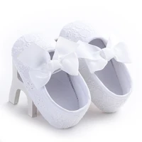 White Spring And Autumn 0-18M Newborn Baby Shoes Bow Decoration Princess Shoes Baptismal Shoes Soft Soled Anti Slip Baby Shoe 1