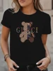 Mechanical style Summer Fashion Bear Print Luxury Brand Clothing T-Shirt 100% Cotton For Women's O-Neck Short Sleeve Top Tees