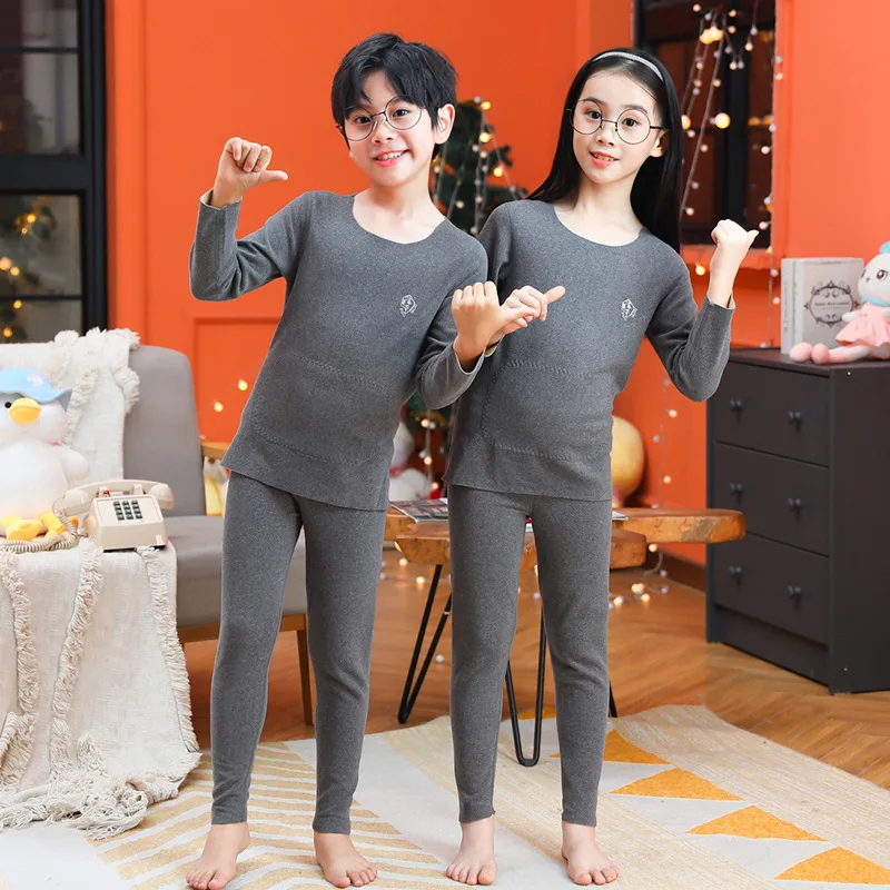 

Autumn Winter Children Underwear Suits Long Johns Warm High Quality Wool Cashmere Kids Clothing Sets for Boys Girls 100-170cm