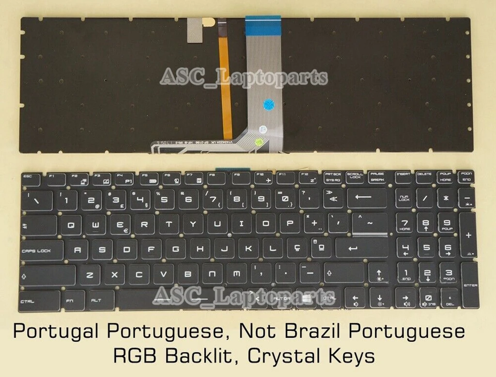 Teclado retroiluminado colorido, novo, árabe, canadense, tcheco,
