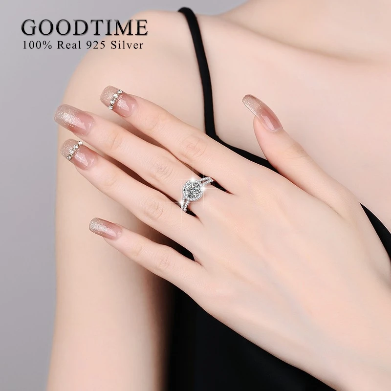 Fashion Jewelry 100% 925 Pure Sterling Silver Engagement Ring For Lover Zirconia Moissanite Wedding Band Women Anniversary Gift - 5